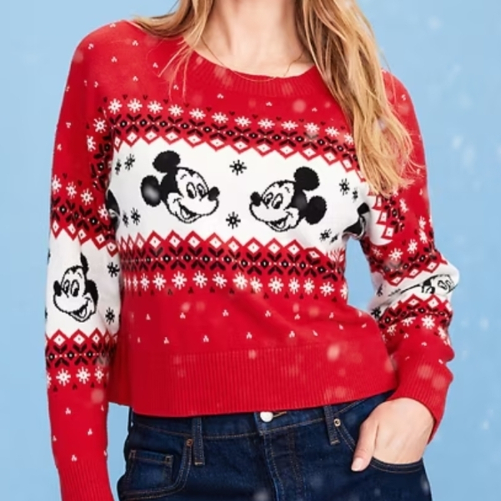 Disney Women's Red Mickey Mouse Sweater